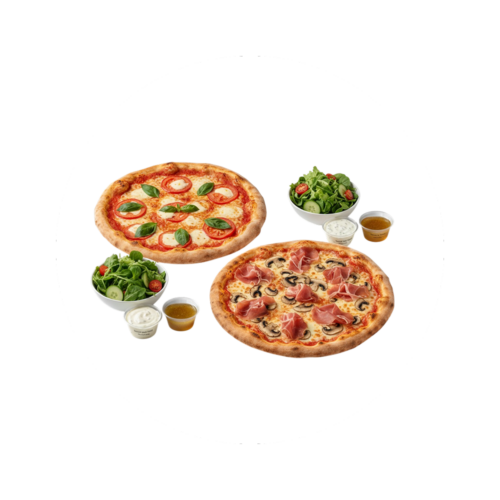 2 Pizza (32cm) & Salat
