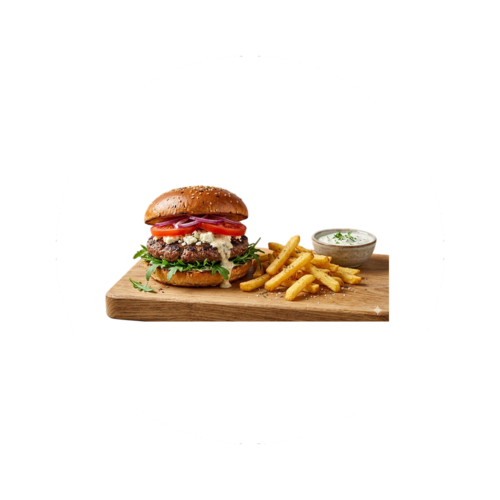 Orient-Burger mit Pommes (200 g)