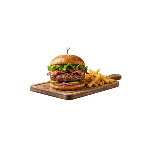 Swiss-Burger mit Pommes (200 g)